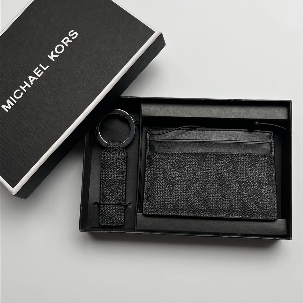 Michael Kors Men's Set Card Case Slim Wallet Key Ring
